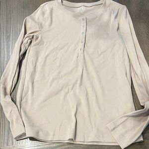 GAP Women's Cream Long Sleeve Henley Top